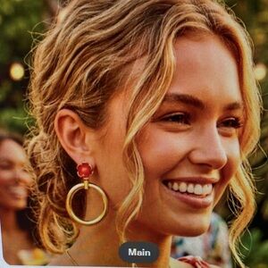 Gold Hoop Earrings with Flower Stud - Women Jewelry